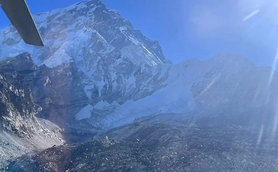 Everest view inside helicopter everest base camp heli tur in November