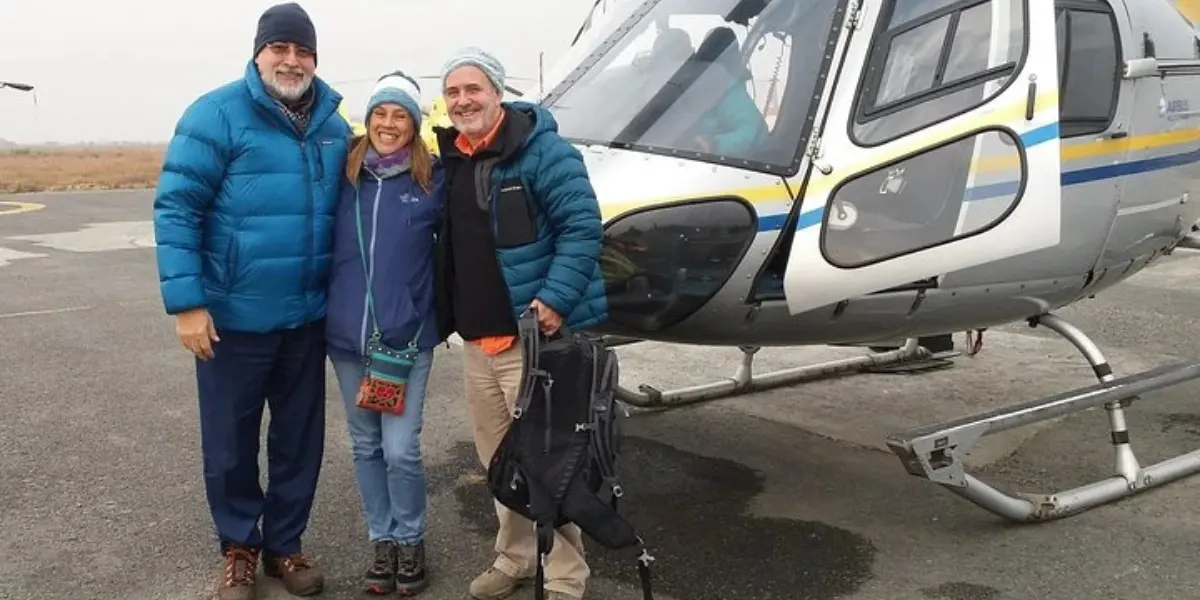 Family on a history of everest base camp helicopter tours