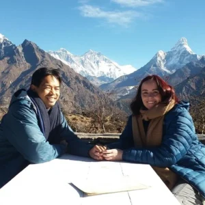 Couples with Morning view at hotel Everest view helicopter tour