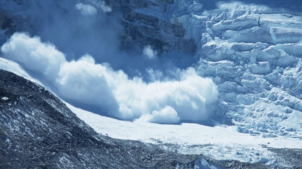 Snow-covered mountain and glacier during Everest Base Camp Heli Tour.